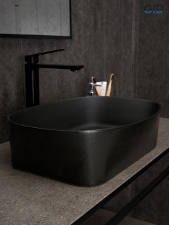 Раковина Gid N9028bg 53380 накладная черная графит 53x36x14